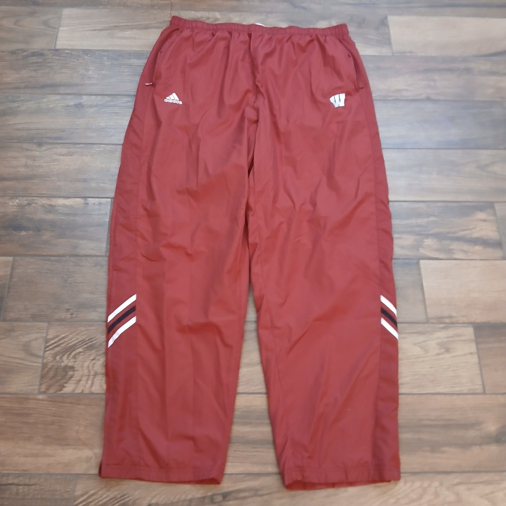 Vintage Wisconsin Badgers Track Pants Mens XXL Red Adidas Baggy Y2K